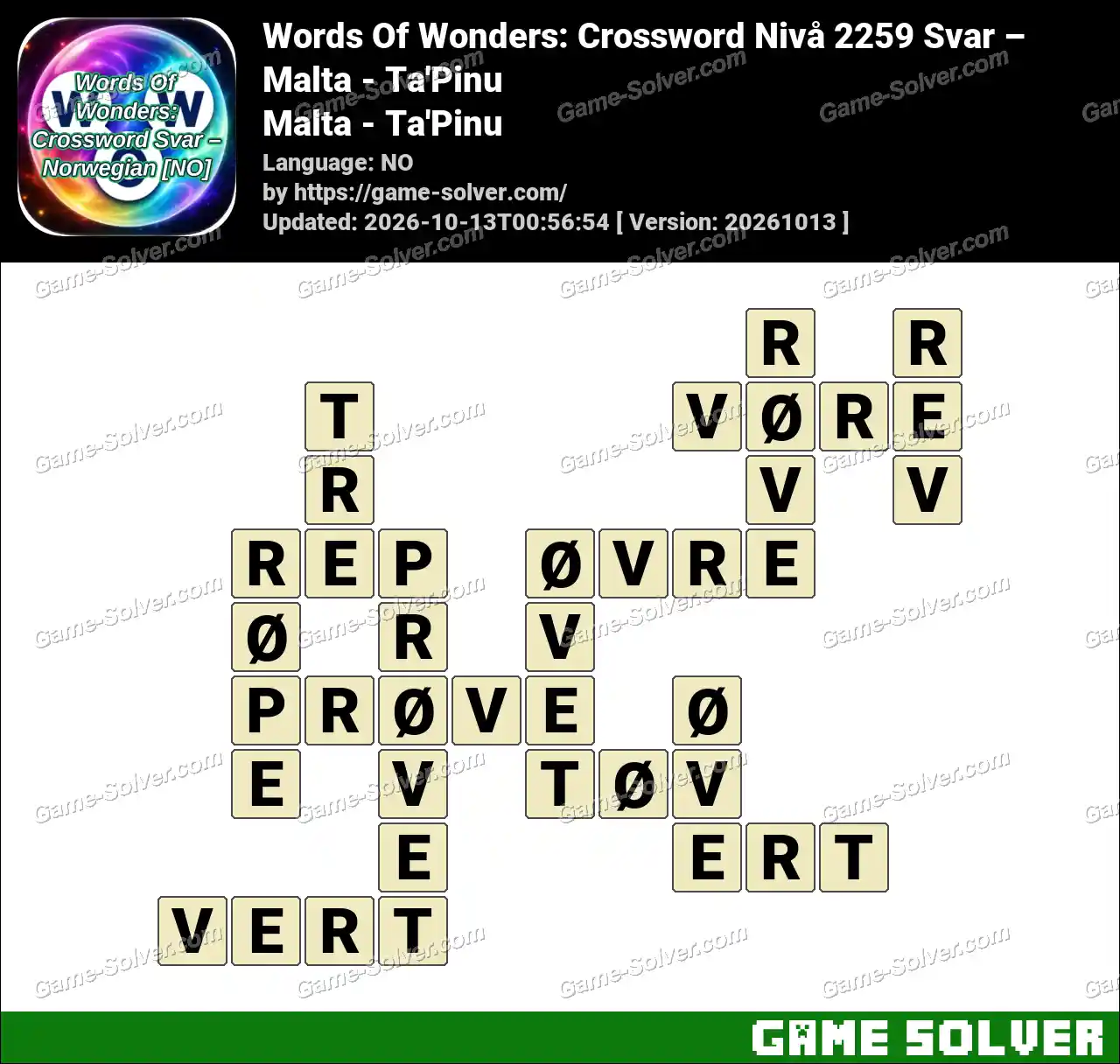 Words Of Wonders: Crossword Nivå 2259 Svar – Malta – Ta’Pinu